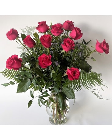 Deep Pink Roses Flower Arrangement