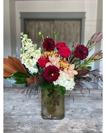 Tall Smoky Glass Vase Design Flower Arrangement