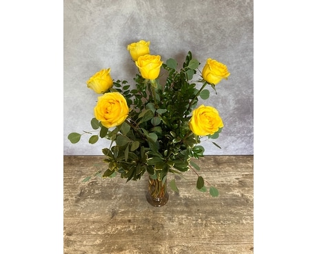 1/2  Dozen Yellow Roses Flower Arrangement