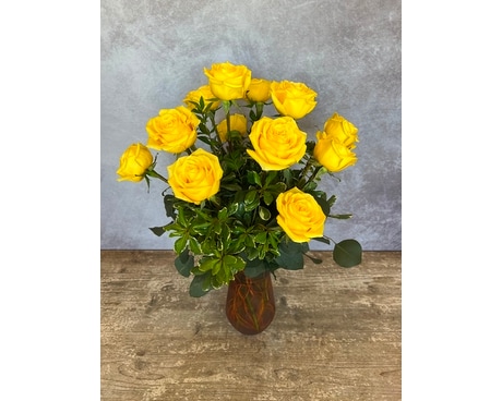 1 Dozen Yellow Roses Flower Arrangement