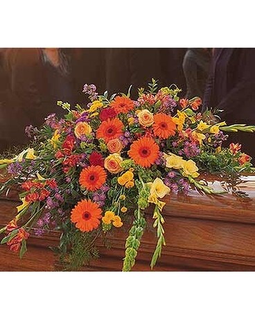 Summer Sentiments Casket Spray - by Lary's Florist Flower Arrangement
