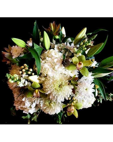 Bouquet size,  inches height and  inches wide.