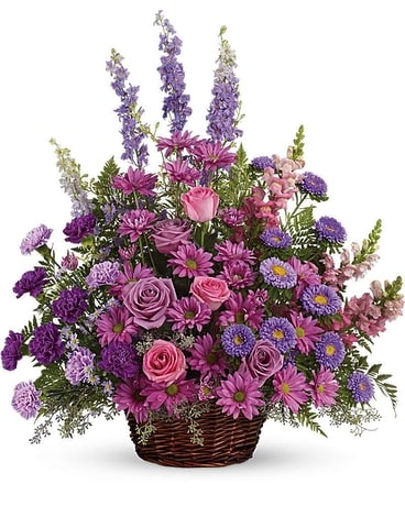Gracious Lavender Basket Flower Arrangement