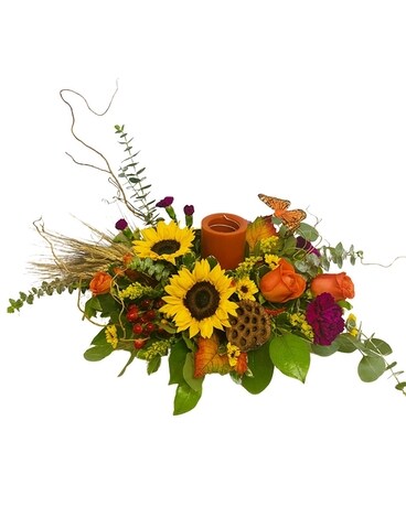 Spiral Candle Centerpiece Flower Arrangement