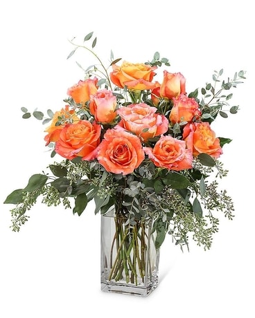Autumn Orange Roses Flower Arrangement