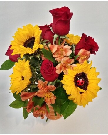 Sunshine And Roses Flower Arrangement