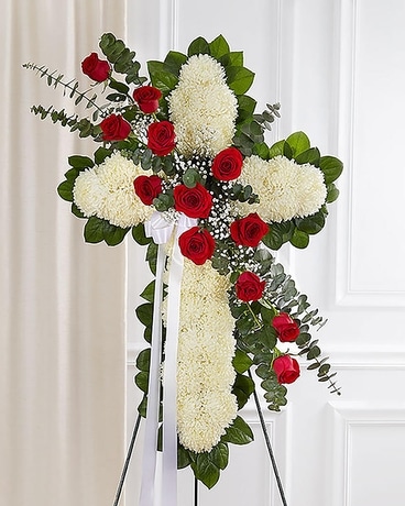 Peace & Prayers Standing Cross Flower Arrangement