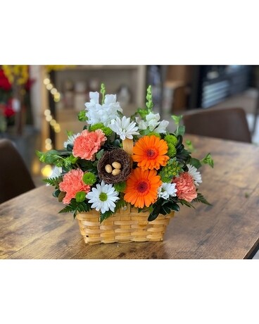Spring Blossom Basket Flower Arrangement