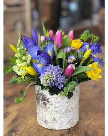 Birch Spring Meadow Cylinder Flower Arrangement