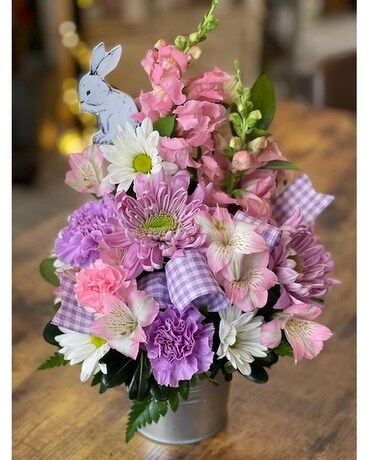 Hop Into Spring Tin Flower Arrangement