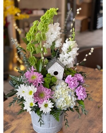Charming Garden Tin Flower Arrangement