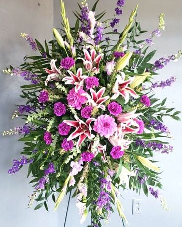 Lovely Lavender Memories Funeral Spray Sympathy Arrangement