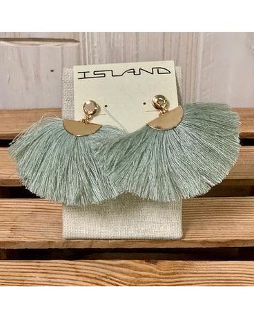 Earrings-Island Tassel Green Gifts
