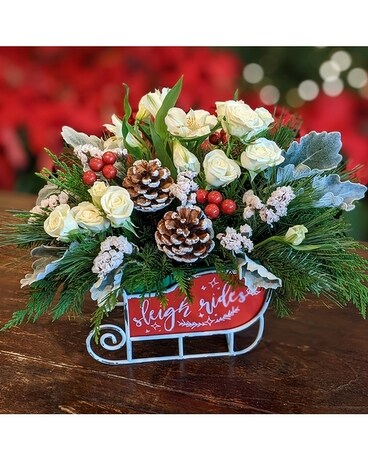 Frosted Sleigh owT22x310a Flower Arrangement