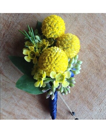 Yellow Billy Ball Bout Boutonniere
