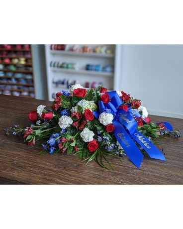 Patriotic Casket Funeral Casket Spray Flowers