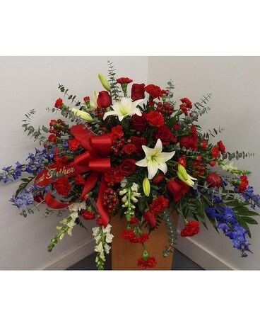 Military Honors Casket Funeral Casket Spray Flowers