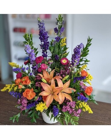 Vibrant Spring Basket owfnar032 Funeral Arrangement