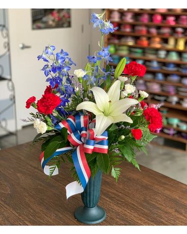 Fresh Veteran Cemetery Cone Flower Arrangement