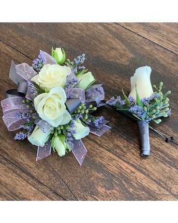 White, silver Corsage