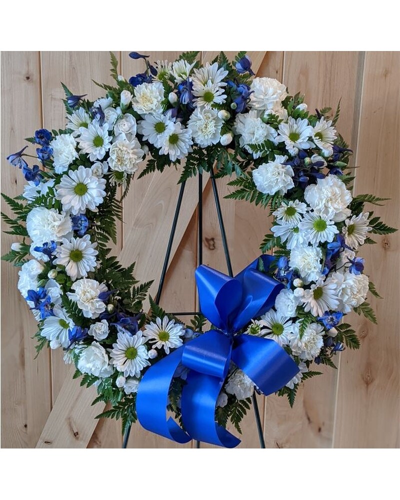 White & Blue Wreath in Lawrence KS - Owens Flower Shop Inc.