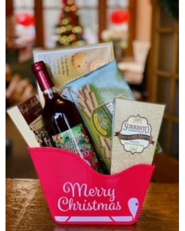 gourmet wine and sweet basket Flower Arrangement