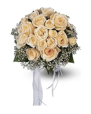 Hand-Tied White Roses Flower Arrangement