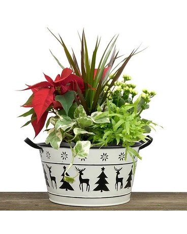 9in Deer Tree Planter Flower Arrangement