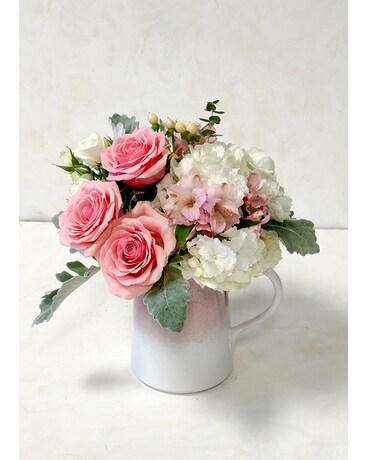 Rosy Pink Pitcher Flower Arrangement