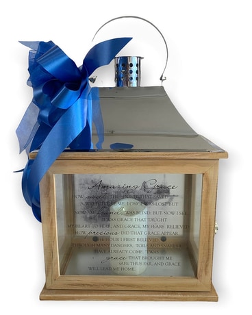 Large Wooden Amazing Grace Lantern with Silver Top Custom product