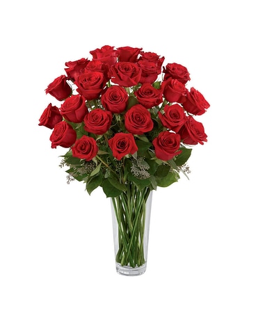 18 Red Roses Vased Flower Arrangement