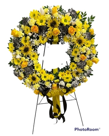 Black and Gold Sympathy Wreath Sympathy Arrangement