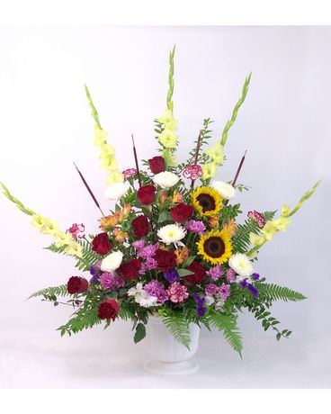 Radiant Medley Urn Funeral Arrangement
