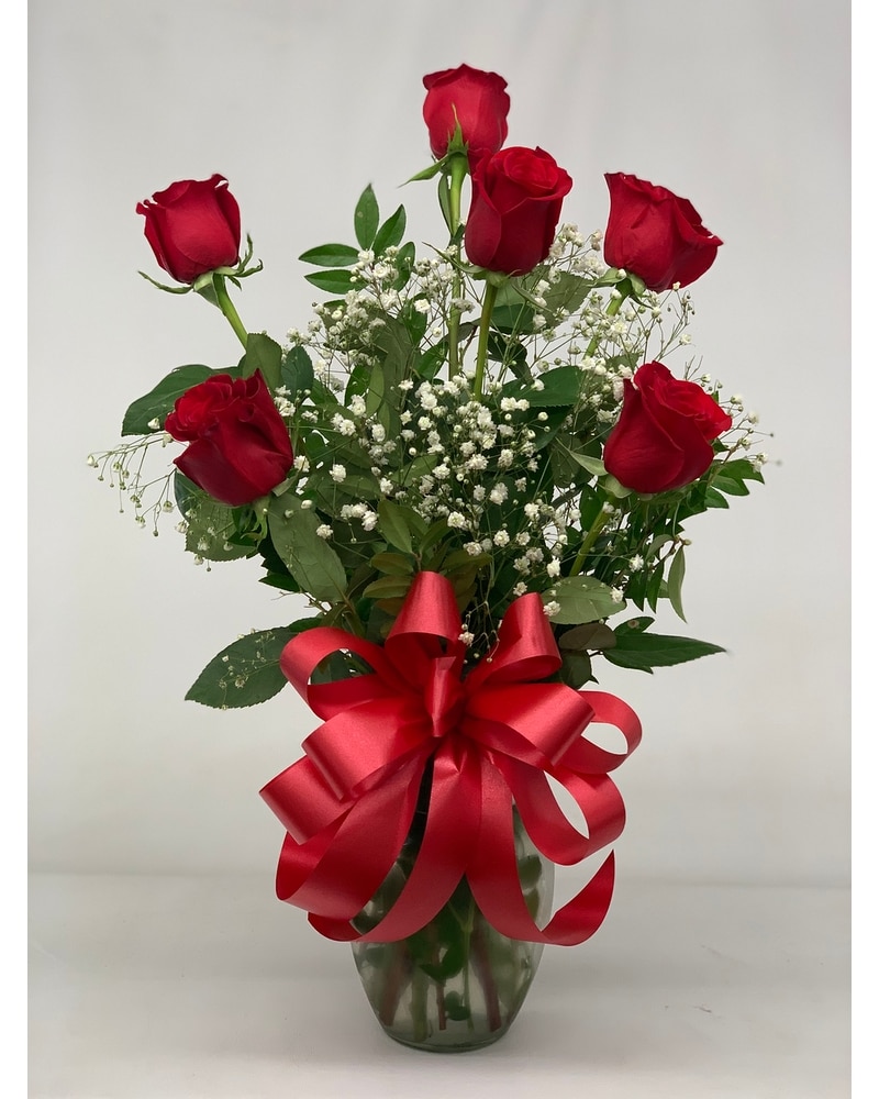 Half Dozen Medium Red Roses in Northern Cambria PA - Rouse's
