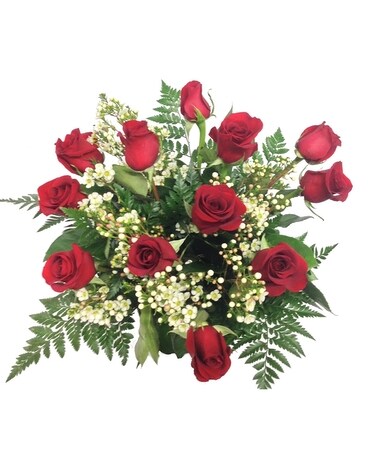 Red Rose with Wax Flower Bouquet