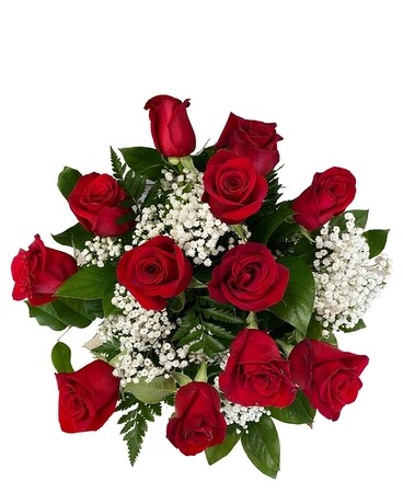 Red Roses with Baby's Breath Bouquet Flower Arrangement