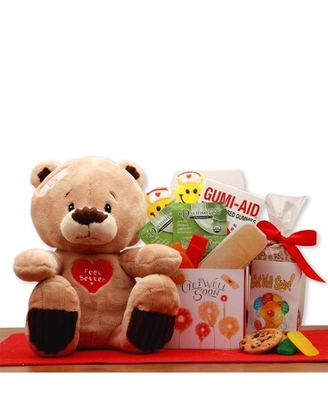 Get Well Teddy Bear Gift Set Gift Basket