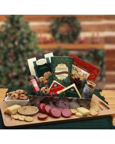 Rustic Winter Holiday Tray Gift Basket