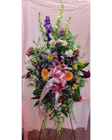 Mixed Standing Easle Spray Designer Choice Funeral Arrangement