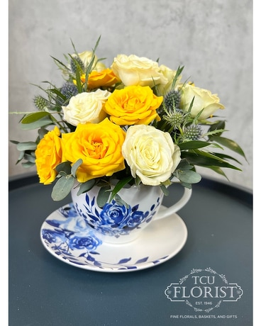 Tea Time Tea Cup Flower Arrangement