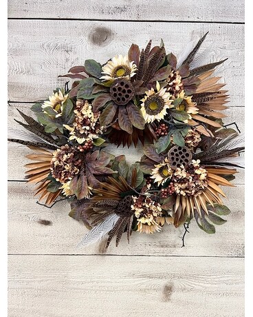 Fall Wreath with Cream Sunflowers Wreath