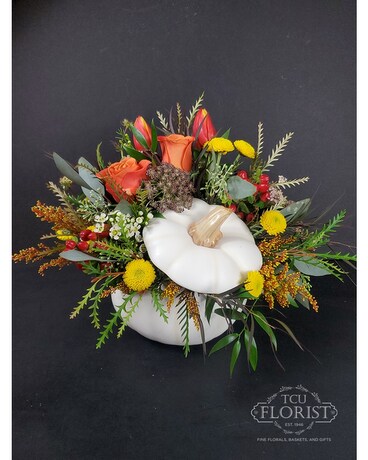 Pumpkin Brulee Flower Arrangement
