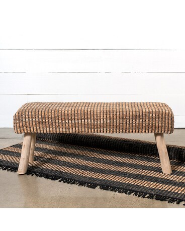 Woven Recycled Leather Bench $499.99 Gifts