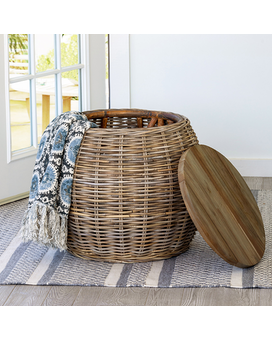 Rattan Side Table With Wood Top $389.99 Gifts