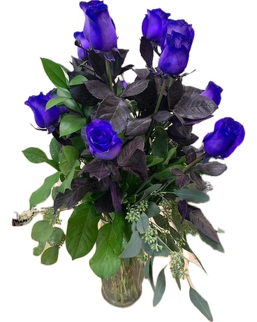 Long Stem Purple Roses Flower Arrangement