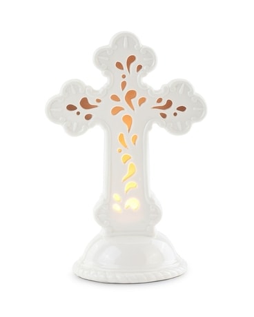 Light Up Cross Flower Arrangement