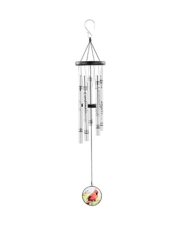 Cardinal Sentiment Wind Chime Flower Arrangement