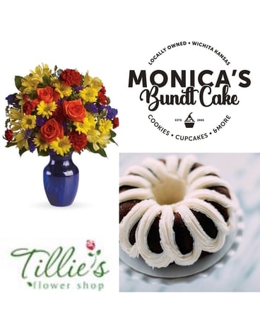 Cake and Flower Bundle Flower Arrangement