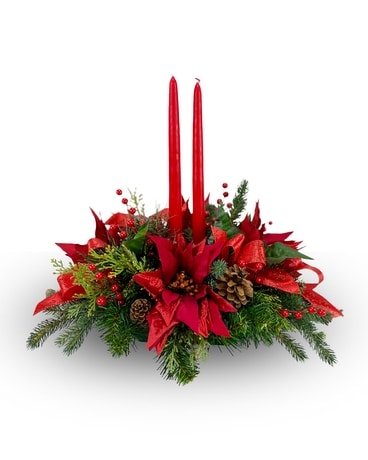 Artificial Poinsettia Centerpiece Flower Arrangement
