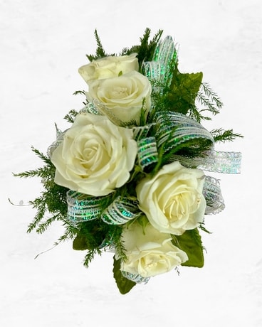 Sweetheart Rose with #IR0 Iridescent Ribbon Corsage
